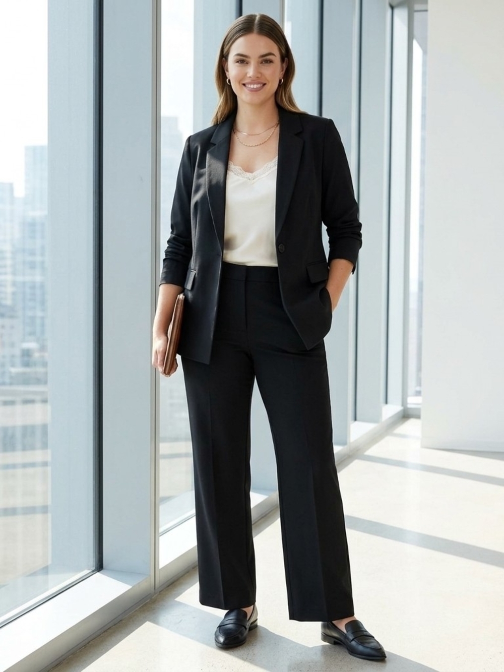 The Drop Women's Black Single-Button Longline Blazer Jacket – Size XXL